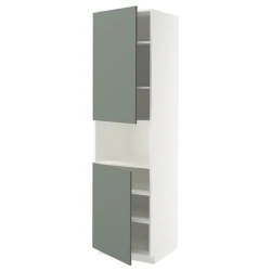 METOD Vis.orm.mikrotal2vrat/policama, bela/Nickebo mat sivozelena, 60x60x220 cm