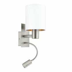 EGLO 96484 | Eglo_Pasteri_WHC Eglo zidna svjetiljka s prekidačem fleksibilna 1x E27 + 1x LED 380lm bijelo mat, crveni bakar, poniklano mat