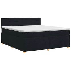 vidaXL Postelja boxspring z vzmetnico Črna 140 x 200 cm Blago