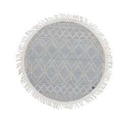 Tom Tailor ROČNO TKANA PREPROGA Colored macrame four 140/140 cm tkano krem barve, pastelno modra