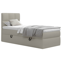 MID.YOU POSTELJA Z VZMETNICO 90 cm  x 200 cm , les, tekstil, leseni material krem barve