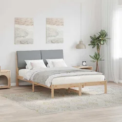 Okvir kreveta s uzglavljem Smeđa i svijetlo siva 160 x 200 cm