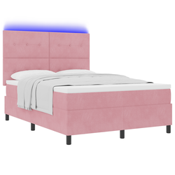 LED Box Spring Krevet Ružičasta 160 x 200 cm Baršun