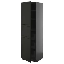 METOD / KNIVSHULT Visoki element s fiokama, Crnosiva/Lerhyttan crno bajcovano, 60x60x200 cm