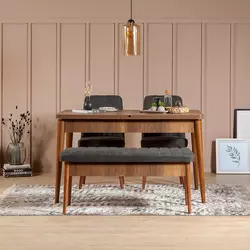 Hanah Home Set trpezarijski sto, 2 trpezarijske stolice i klupa Vina 1053 Orah