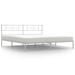 Vidaxl Kovinski posteljni okvir z vzglavjem bel 183x213 cm