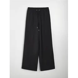 Sinsay - Wide leg pantalone sa mešavinom viskoze - crno