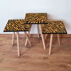 Hanah Home Set klub stočića 3Shp44, 3 komada, Šarena