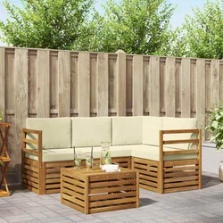 Set vanjskih sofa s jastukom 5 pcs Prirodna i krem