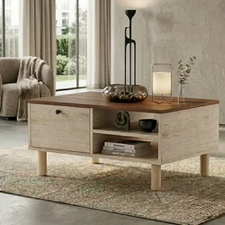 Hanah Home klub sto Aris, 90 cm, travertin / orah Venezia