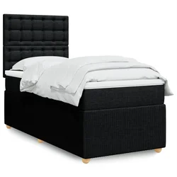 VIDAXL Box spring postelja z vzmetnico črna 100x200 cm blago