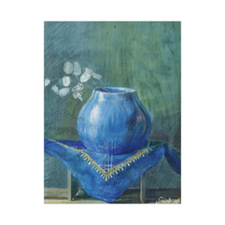 Canvas Slika na platnu Still Life of a Moneyplant Branch in Blue Vase, Egon Schiele, 45 x 60 cm