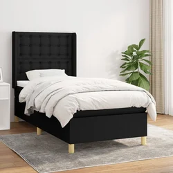 shumee Box spring postelja z vzmetnico črna 100x200 cm blago