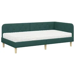Vidaxl Kotna postelja Temno zelena 100 x 200 cm blago