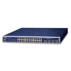 PLANET IPv6 L2+/L4 Managed 24-Port 802.3at PoE+ Gigabit Ethernet switch + 4-Port Shared SFP (440W) (WGSW-24040HP4)