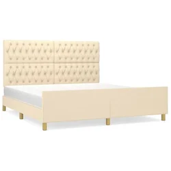 Vidaxl Posteljni okvir brez vzmetnice krem 180x200 cm blago