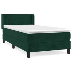 Vidaxl Box spring postelja z vzmetnico temno zelena 90x200 cm žamet