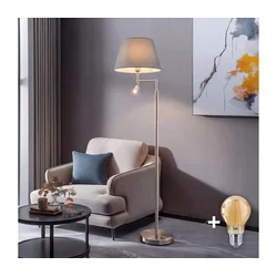BRILAGI - LED Stojeća lampa CERIA 1xE27/60W/230V + LED/2,1W matni hrom/siva