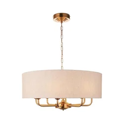 Endon 110727 - Luster na lancu HIGHCLERE 8xE14/40W/230V bež/mesing, prečnik 70 cm