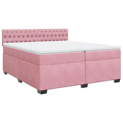 Vidaxl Box spring postelja z vzmetnico roza 200x200 cm žamet