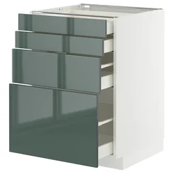 METOD / MAXIMERA Podni element 4 fronta/4 fioke, bela/Kallarp tamna sivozelena visokog sjaja, 60x60 cm