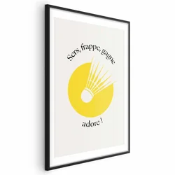 shumee Plakat - Badmintonska žogica na ozadju rumenega sonca