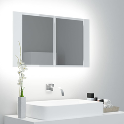VIDAXL LED kupaonski ormarić s ogledalom (80x12x45cm), sjajni bijeli