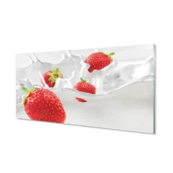 tulup.si Slika na steklu Jagode mleko 120x60 cm 2 obešalnika