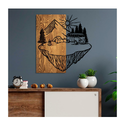 Aberto Design Zidna dekoracija Camp Life, 54x57 cm, Smeđe boje