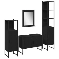 Set namještaja za kupaonicu 4 pcs Crna Konstruirano drvo