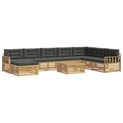 Set vanjskih sofa 9 pcs Bijela i antracit Čvrsto drvo akacije
