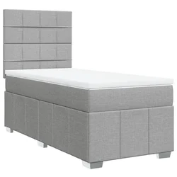 Vidaxl Box spring postelja z vzmetnico svetlo siva 80x200 cm blago