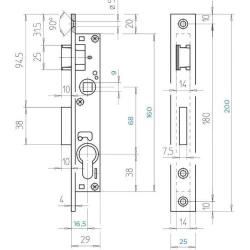 Brava za metalna vrata 822/17-68 leva 17mm jezičak Titan