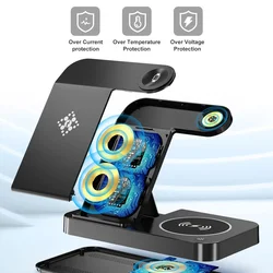 Bezicni punjač B-18 4u1 za 2x iPhone/Airpods/Apple Watch 15W crni