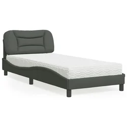 vidaXL Postelja z vzmetnico temno siva 80x200 cm blago