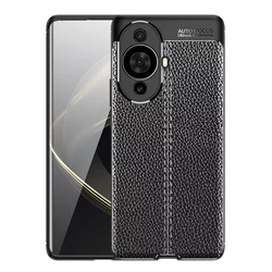 Eleganten gel ovitek Elite Guard z usnjeno teksturo in zaščito robov za Huawei Nova 13 - obsidian black