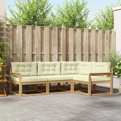 Set vanjskih sofa s jastukom 3 pcs Bijela i krem Poliester