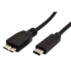 Kabel USB (3.0), USB C moški - USB micro B moški, 0,5 m, okrogel, črn, plastična vrečka