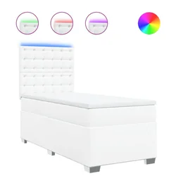 Vidaxl Box spring postelja z vzmetnico bel 100x200 cm umetno usnje