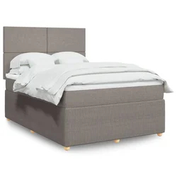 Vidaxl Box spring postelja z vzmetnico taupe 140x200 cm blago