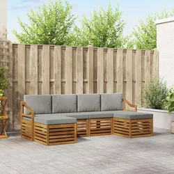 Setovi sofa 6 pcs Prirodna i svijetlo siva Čvrsto drvo akacije