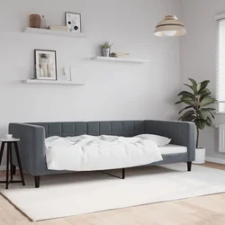 Raztegljiva postelja temno siva 100x200 cm žamet