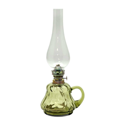 Petrolejska lampa TEREZA 34 cm, velika, zelena boje šume, krakelirana