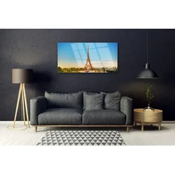 tulup.si Slika na steklu Eifflov stolp pariz mesta 120x60 cm 2 obešalnika