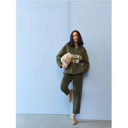 Sinsay - Somot mom fit pantalone - zeleno