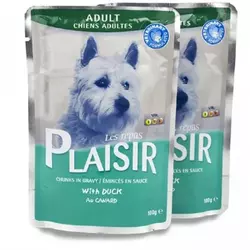 Plaisir Vlažna hrana preliv za pse pačetina 100g