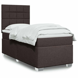 VIDAXL Box spring postelja z vzmetnico temno rjav 90x190 cm blago
