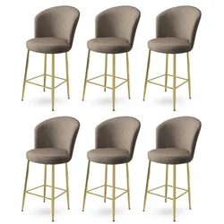 Hanah Home Set barskih stolica Fora, 6 komada, Bež-zlatni