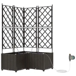 Vidaxl Vrtni lonček 3 szt. Rjava 80 x 80 x 142 cm Plastika
