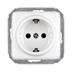 Elhard - Keramička retro kućna utičnica SCHUKO 230 V bez okvira, bela